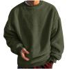 Mens Fleece Sherpa Crewneck Sweatshirts Fluffy Fuzzy Pullover Sweaters Casual Long Sleeve Tops Fashion Fall Outfits Army Green view 1