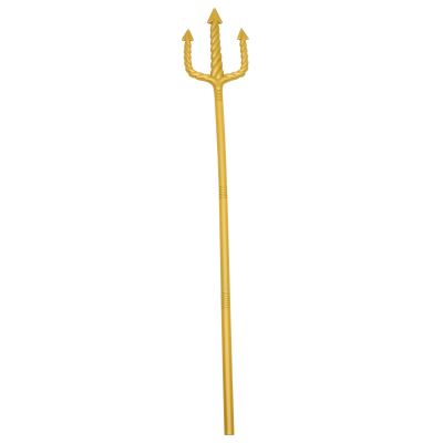 Golden Trident Prop: 48 Inch Plastic Poseidon Spear for Halloween Cosplay Party Costume Roleplay Stage Performances