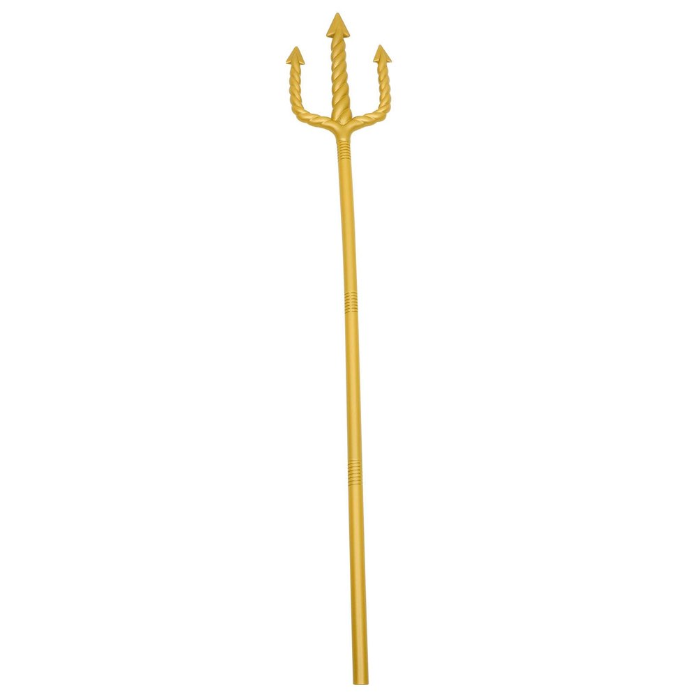 Golden Trident Prop: 48 Inch Plastic Poseidon Spear for Halloween Cosplay Party Costume Roleplay Stage Performances