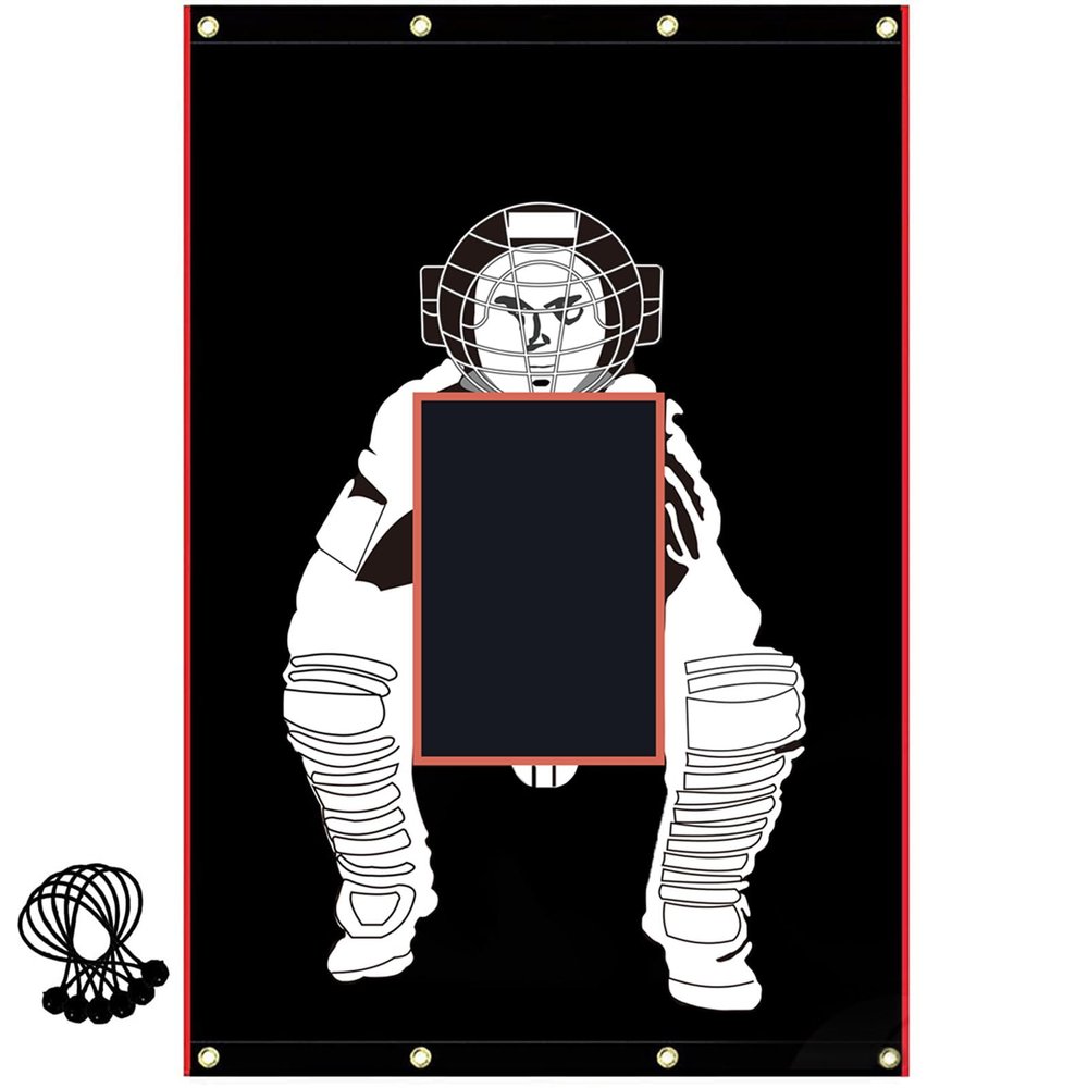 Supvision Batting Cage Backstop with Strike Zone Heavy Duty PVC Coated Oxford Fabric Vinyl Baseball Backstops with Catcher Softball Pitcher Training Equipment Aid 4 x 6 Ft 1680D