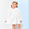 Haloumoning Girls Baby Doll Collar Shirt Classic Long Sleeve Button Down Uniform Shirts Soft Blouse Tops White view 3