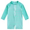 uideazone Toddler Boy Rash Guard Swimwear White Light Blue Stripe Zipper Swimsuit Long Sleeve Bathing Suit 18-24 Months view 1