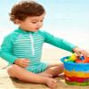 uideazone Toddler Boy Rash Guard Swimwear White Light Blue Stripe Zipper Swimsuit Long Sleeve Bathing Suit 18-24 Months view 2