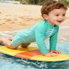 uideazone Toddler Boy Rash Guard Swimwear White Light Blue Stripe Zipper Swimsuit Long Sleeve Bathing Suit 18-24 Months view 3