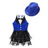 Loyan Kids Girls' Gymnastic Costume Stage Performance Dancewear Sequins Latin Jazz Dance Leotard Dress Royal Blue with Hat 16 Years view 3