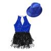 Loyan Kids Girls' Gymnastic Costume Stage Performance Dancewear Sequins Latin Jazz Dance Leotard Dress Royal Blue with Hat 16 Years view 4