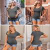 Ekouaer Womens Maternity Shirts 3 Packs Side Ruched Pregnancy Tee Top Tunic Blouse Casual Mama Clothes S-XXL view 3
