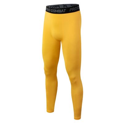 HYCOPROT Men's Compression Pants Athletic Tight,Leggings Base Layer Bottoms for Running Workout Sports Yoga Basketball Yellow