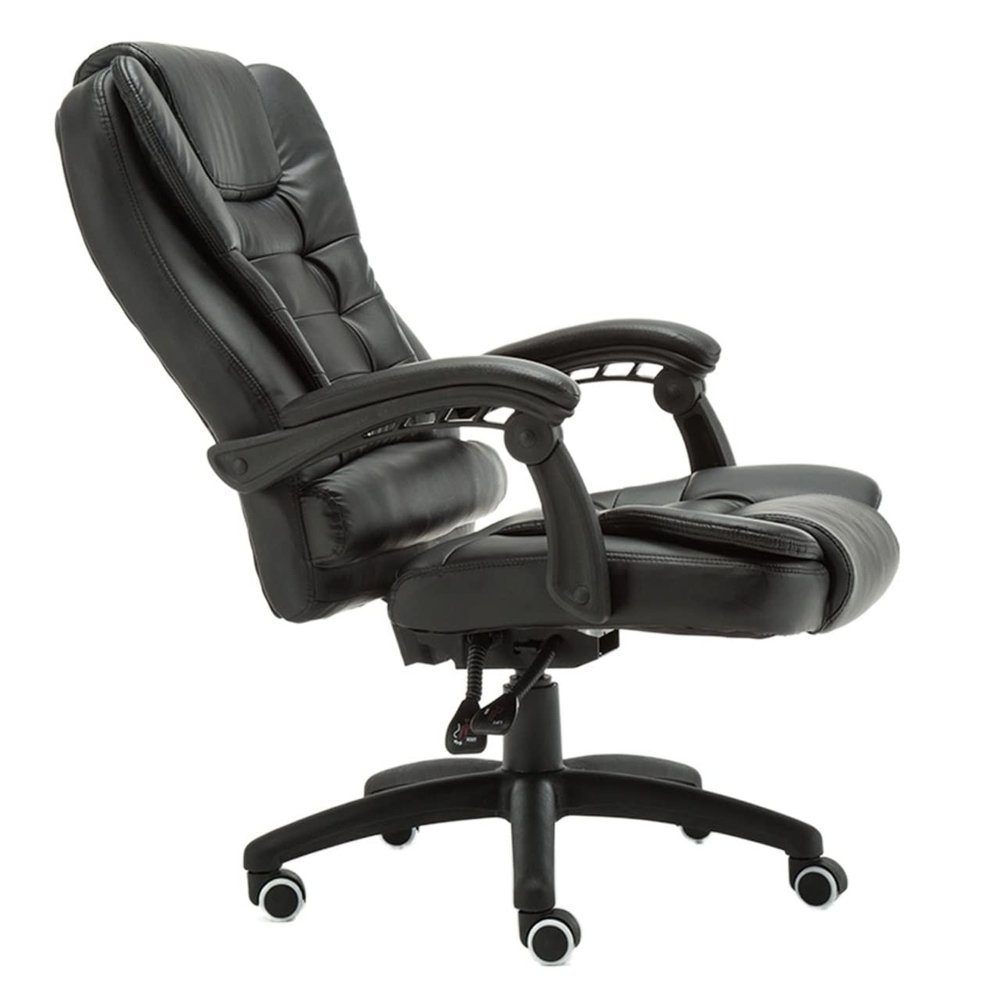 Executive Desk Chair Office Chair Black Leather Swivel Executive Office Chair Desk Chair PC Chair with Wheels and Ergonomic Support Tilting Function Upholstered in Leather Office Chair