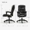 Executive Desk Chair Office Chair Black Leather Swivel Executive Office Chair Desk Chair PC Chair with Wheels and Ergonomic Support Tilting Function Upholstered in Leather Office Chair view 2