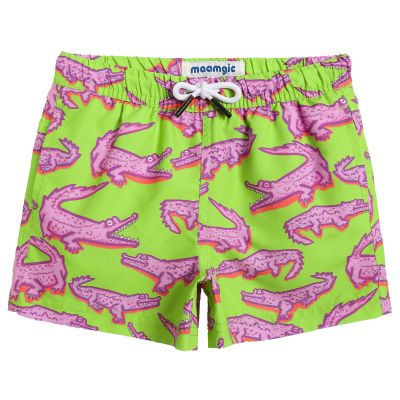 maamgic Boys Swim Trunks Toddler Swim Shorts Little Boys Bathing Suit Swimsuit Toddler Boy Swimwear Little Crocodile Green 3T,Little Crocodile Green,3 T