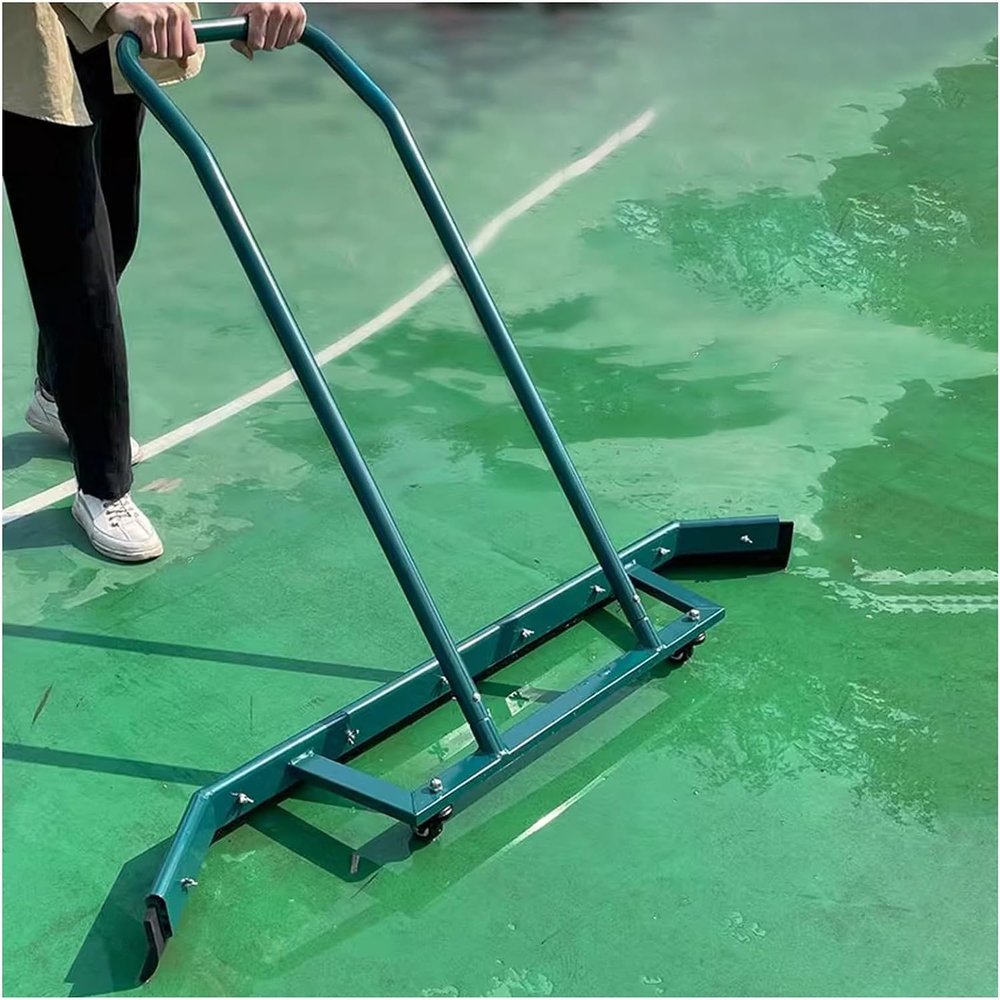ELODEK Tennis Court Squeegee Hard Floor Water Remover, Professional Aluminum Rainwater Sweeper, 2 EVA Foam Blades Included(Size:135x102cm/53x40inch,Color:Green)