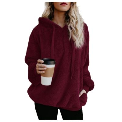 Clearance Womens Loose Casual Zipper Sherpa Fleece Pockets Pullover Sweatshirt for Women Watermelon Red