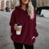 Clearance Womens Loose Casual Zipper Sherpa Fleece Pockets Pullover Sweatshirt for Women Watermelon Red view 2