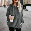 Clearance Womens Casual Winter Warm Fleece Sherpa Lined Pullover Hooded Sweatshirt Dark Gray view 2
