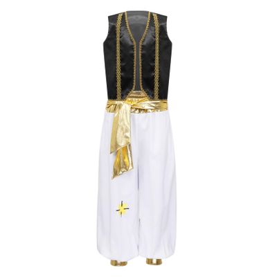 Yartina Boys Arab Prince Street Suit Velvet Waistcoat Top with Harem Pants Stage Dancewear Black 16 Years