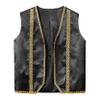 Yartina Boys Arab Prince Street Suit Velvet Waistcoat Top with Harem Pants Stage Dancewear Black 16 Years view 3