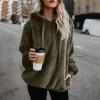 Clearance Womens Casual Winter Warm Fleece Sherpa Lined Pullover Hooded Sweatshirt Army Green view 2