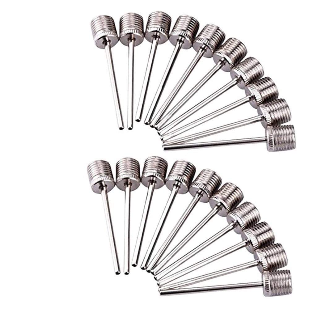 CLENEA 5/10/20pcs Sport Ball Inflating Pump Needle Football Basketball Soccer Inflatable Air Valve Adaptor Stainless Steel (Color : 20PCS)