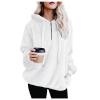 Clearance Womens Casual Winter Warm Fleece Sherpa Lined Pullover Hooded Sweatshirt White view 1