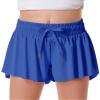 Flowy Shorts Girls Butterfly Shorts for Kids with Pocket 2-in-1 Athletic Shorts Running Shorts for Girls Youth Teen Active Workout Sports (Enamel Blue# Girls, X-Small) view 1