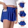 Flowy Shorts Girls Butterfly Shorts for Kids with Pocket 2-in-1 Athletic Shorts Running Shorts for Girls Youth Teen Active Workout Sports (Enamel Blue# Girls, X-Small) view 3