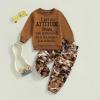 ZAXARRA Toddler Girls Clothes Letter Print Long Sleeve Sweatshirt Stretch Pants Set 2 Piece Outfits (Caramel, 5-6 Years) view 2