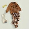 ZAXARRA Toddler Girls Clothes Letter Print Long Sleeve Sweatshirt Stretch Pants Set 2 Piece Outfits (Caramel, 5-6 Years) view 3