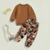 ZAXARRA Toddler Girls Clothes Letter Print Long Sleeve Sweatshirt Stretch Pants Set 2 Piece Outfits (Caramel, 5-6 Years) view 4