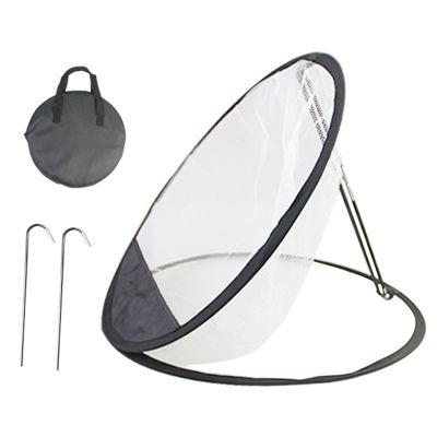 clinmday Golf Chipping Practice Net Accuracy & Swing Trainer Chipping Pitching Cage Mat Indoor Outdoor Golfing Target Training Equipment Black White