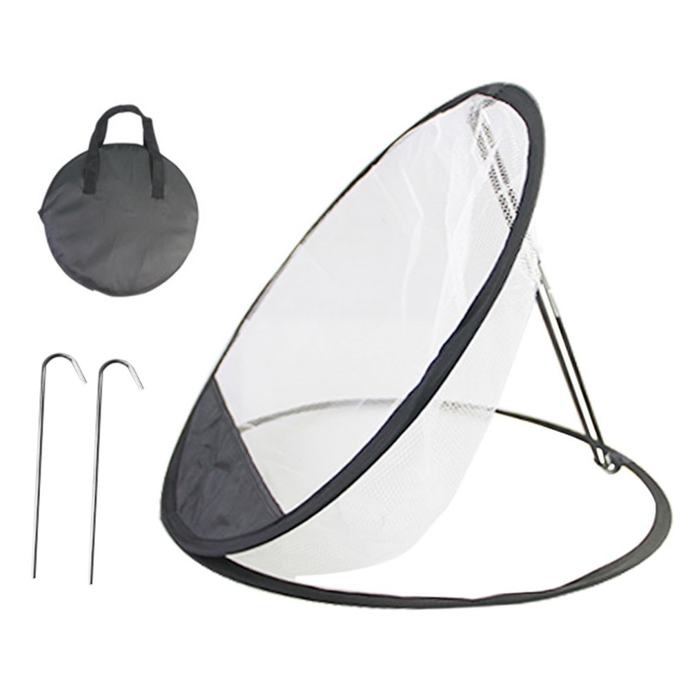 clinmday Golf Chipping Practice Net Accuracy & Swing Trainer Chipping Pitching Cage Mat Indoor Outdoor Golfing Target Training Equipment Black White