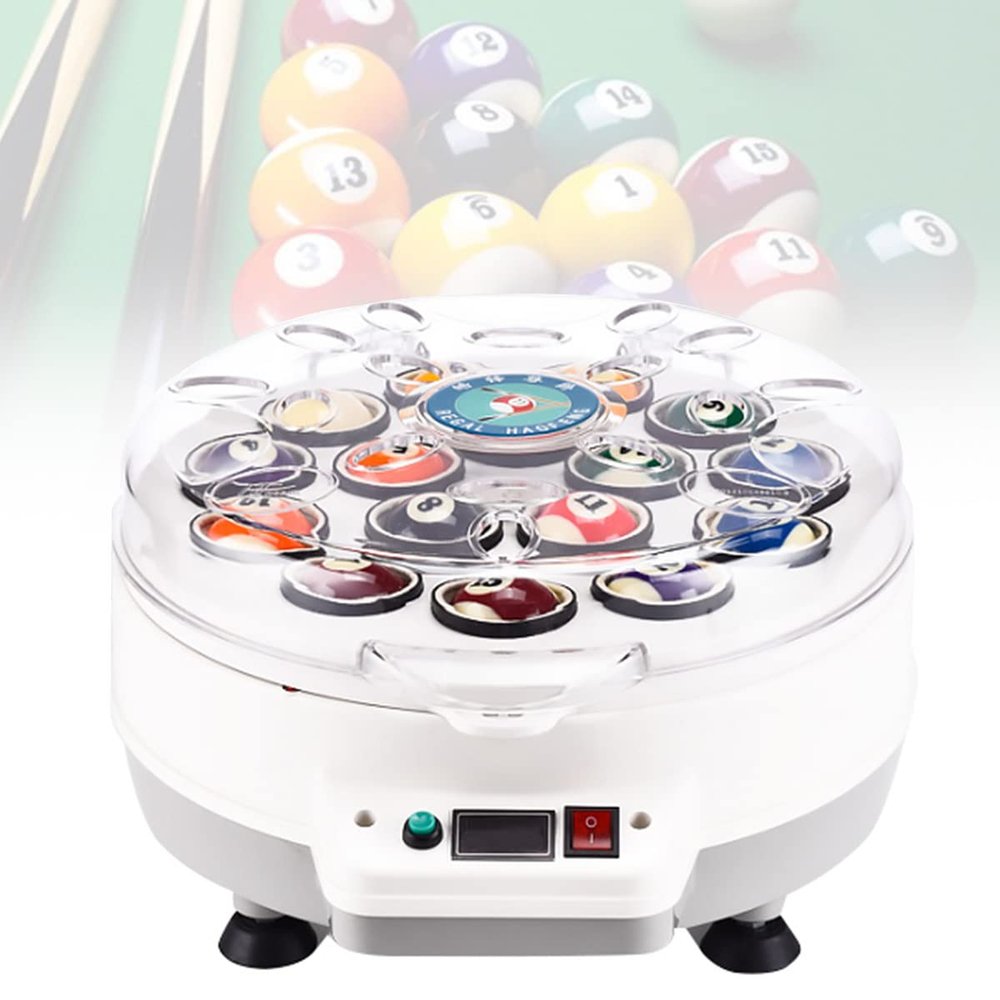 FUYAO Pool Ball Polisher - Automatic 2-in-1 Cleaning Machine for 16/22 Balls | Billiards Cleaner - Electronic Ball Cleaning Machine | Pool Ball Cleaner for 16 Balls