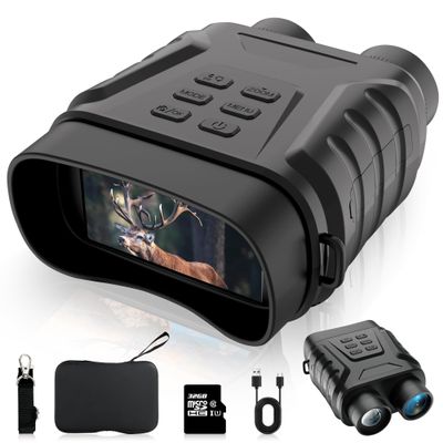 Night Vision Goggles, 4K Night Vision Binoculars Gift for Men Adult, 3" Large Screen, 8X Digital Zoom, Adjustable IR Light, Viewing up to 650FT in Total Darkness, 32GB Card for Camping, Hunting