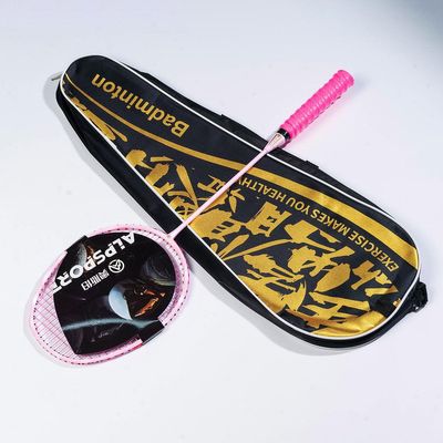 ALPSPORT V5 5U Wave Frame G5 Full Carbon Fiber Max 32Lbs Badminton Racket with Carrying Bag Shock Absorbing Nails, Graphite Padel Racquet for Outdoor Backyard Sports Training (Pink)