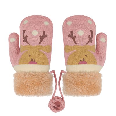 Holiberty Toddler Kids Warm Winter Gloves Cute Infant Baby Boys Girls Thick Fleece Lined Full Finger Ski Snow Gloves Mittens (Pink Elk, Age 2-5 Years)