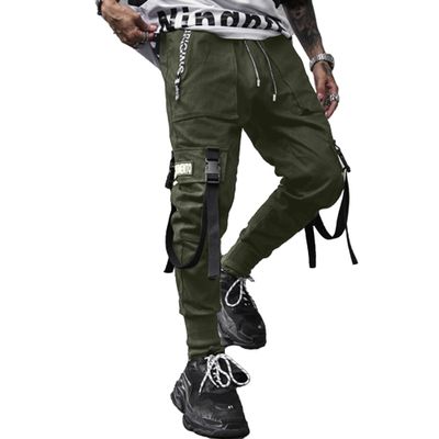 XYXIONGMAO Men's Jogger Techwear Pants Hip Hop Goth Streetwear Harem Sweat Tactical Track Multi Pocket Black Joggers Cargo Cool Baggy Pants(Green,S)