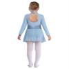 Shinsto Kids Girls Figure Ice Skating Dress Rhinestone Long Sleeve Sheer Mesh Keyhole Back Dance Leotard Dress Sky Blue 6 Years view 2