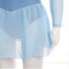Shinsto Kids Girls Figure Ice Skating Dress Rhinestone Long Sleeve Sheer Mesh Keyhole Back Dance Leotard Dress Sky Blue 6 Years view 3