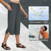 baleaf Women's Capri Pants Wide Leg Plus Size UPF50+ Lightweight Quick Dry Pants Casual Loose Sweatpants Hiking Walking Grey XL view 3
