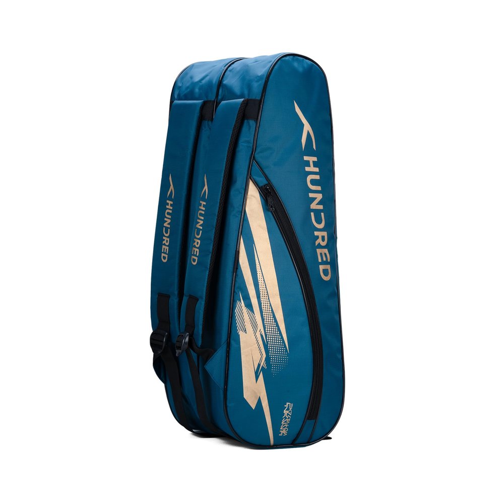 Hundred Cosmogear Badminton Kit-bag (Teal Green, Size: Large) | Double Zipper | Bag with Front Zipper Pocket | Material: Polyester| Padded Back Straps | Easy-Carry Handle