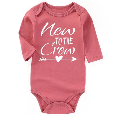 AIZFFZY New to the crew girl outfit cousin boy baby clothes newborn bodysuits MauveLong 0-3 Months
