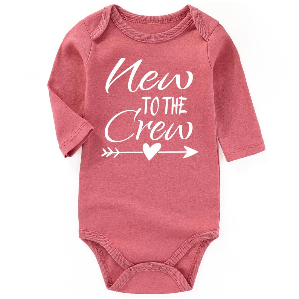 AIZFFZY New to the crew girl outfit cousin boy baby clothes newborn bodysuits MauveLong 3-6 months