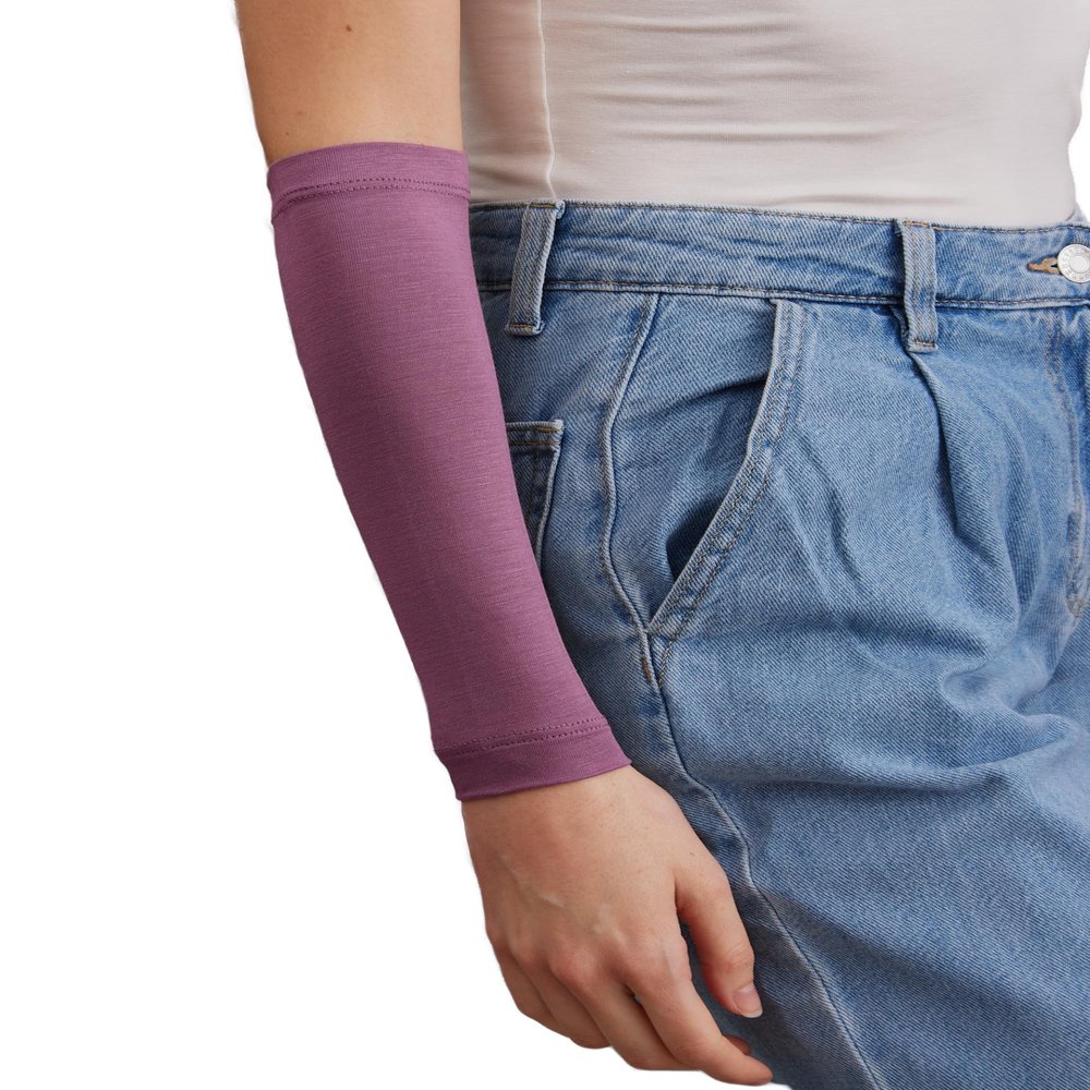 femple Arm Cover | For Muslim Women Islamic Jersey Muslim Arm Cover | Sun UV Protection Hijab Oversleeve (Orchid)