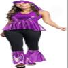 60s Fancy Dress for Women Disco Outfit 70s 80s Costumes Clothes Set Hippie Plus Size Adult Halloween Purple M view 2