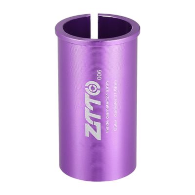 A ABSOPRO Seatpost Shim Adapter Durable 27.2mm 1.07" ID 31.6mm 1.24" OD Bike Seatpost Tube Reducing Sleeve Bushing Bicycle Accessories Aluminum Alloy Purple