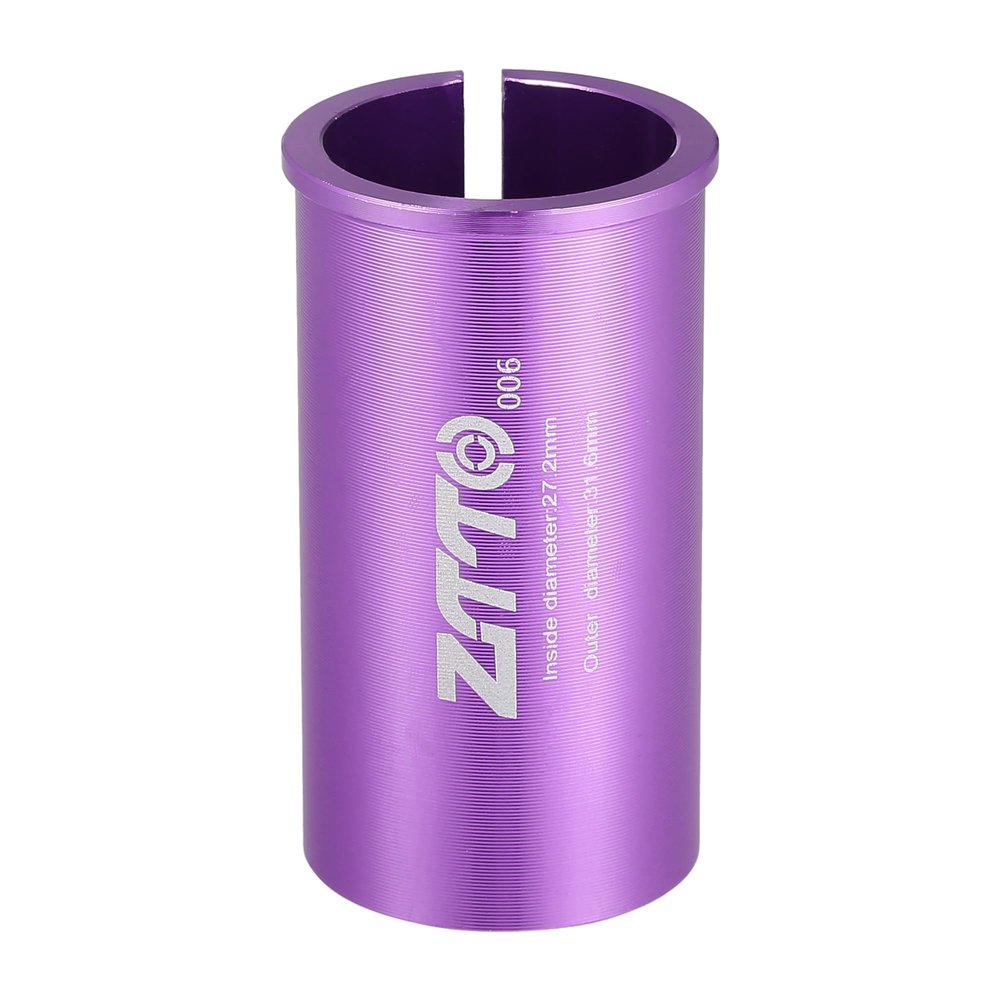 A ABSOPRO Seatpost Shim Adapter Durable 27.2mm 1.07" ID 31.6mm 1.24" OD Bike Seatpost Tube Reducing Sleeve Bushing Bicycle Accessories Aluminum Alloy Purple