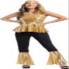 70s Fancy Dress Women Disco Outfit 60s 80s Costume Clothes Set Hippie Plus Size Adult Halloween Ladies Festival Gold 3XL view 4