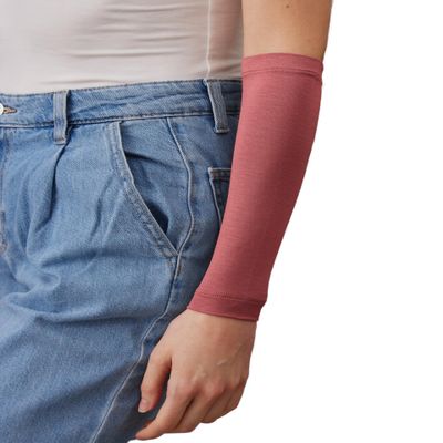 femple Arm Cover | For Muslim Women Islamic Jersey Muslim Arm Cover | Sun UV Protection Hijab Oversleeve (Garnet Rose)
