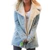Canbebig Clearance Women's Thick Fleece Lined Button Down Mid Long Quilted Denim Jacket Overcoat view 1