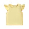 Baby Girls Short Sleeve T-Shirt Tee Ruffled Fly Sleeve Solid Basic Tops Infant Little Kids Outfit Casual Clothes (Yellow, 3-4 Years)
